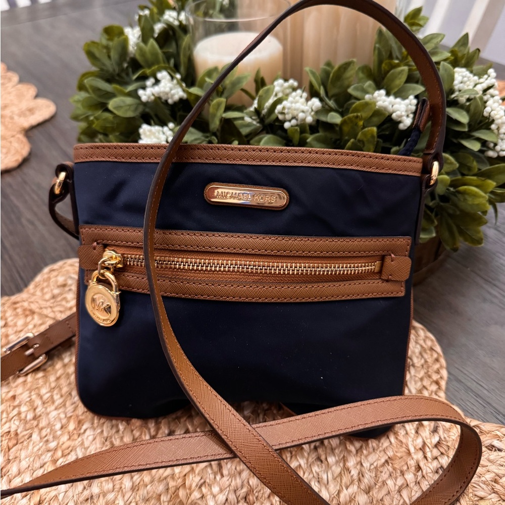 Michael Kors Navy and Tan Bag; Like new
